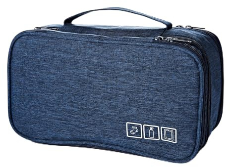3 PAGEN® Reise Kulturtasche für Damen & Herren, vielseitiger Kulturbeutel mit 3 Fächern & Reisverschlüsse – Kosmetiktasche für Alltag & Reisen – DREI Abteile + Transparentfach – 100% Polyester, Blau