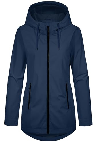 Tuopuda Übergangsjacke Damen Leicht Herbstjacke Kurzmantel mit Kapuze | Frühjahrsjacke mit Taschen, Parka mit Reißverschluss, Oberbekleidung für Frühling Sommer Herbst