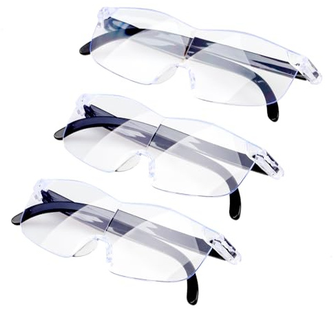 3 Pcs Lunettes Loupe Grossissante 300% 500% 800% Anti Lumière Bleue Grossissante Main Libre Loupe de Lecture Lunette Senior pour Âgé Hommes Femmes D'ordinateur Lunette Grossissement Confort