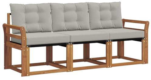 vidaXL Outdoor-Sofagarnitur 3 STK. Natürlich und Hellgrau