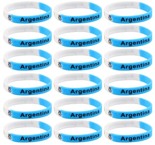 OSOLADY Lot de 20 Bracelets de Football en Silicone : Bracelets de Sport aux Couleurs des équipes d'Argentine, Parfaits pour Les fêtes et Festivals de Football.