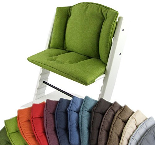 BambiniWelt Sitzkissenset für Stokke Tripp Trapp Hochstuhl *14 FARBEN MELIERT* 2 teilig Sitzkissen Auflage Bezug Ersatzkissen Kissen (Hellgrün) XX