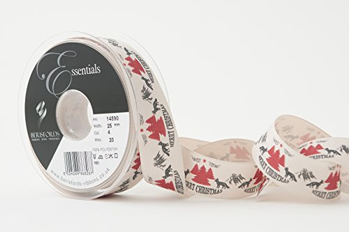 Berisfords Mountain Fox Ribbon, Red, 25 mm