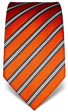 Vincenzo Boretti Herren Krawatte reine Seide gestreift edel Männer-Design zum Hemd mit Anzug für Business Hochzeit 8 cm schmal/breit orange
