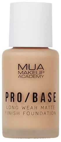 MUA Pro/Base Full Coverage Matte Finish Foundation, Shade #154 (Pack of 1) | Long-Lasting, Buildable Coverage, Controls Shine, Enriched with Vitamin E, Vegan & Cruelty Free