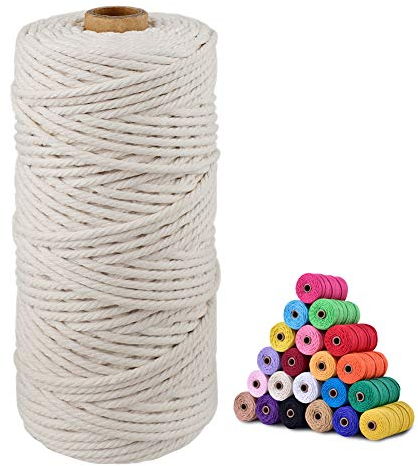 jijAcraft 100M Bäcker Bindfäden, Beige Baumwollschnur 3mm, Baumwoll-Garn zum Küche, Bastelschnur, ideal für Binden von Fleisch, Wurst Machen, DIY, Handwerk, Boho-Dekor, Pflanzenaufhänger, Wandbehänge