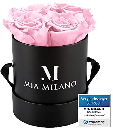 Infinity Rosen in Rosenbox I Geschenk für Sie - Schwarze Box mit echten konservierten Rosen (3 Jahre haltbar) Ewige Flowerbox