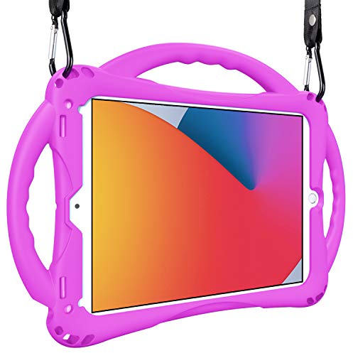 TopEsct iPad 7th Funda Niños Shock Proof Material Silicona Lightweight Kids Protector Cover Case con Manija para iPad 7th Gen. 10.2 (2019) / iPad Air3/iPad Pro 10.5 (Púrpura)