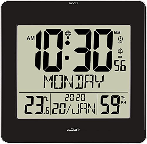 Youshiko Large Jumbo LCD Radio Controlled (UK & Ireland Version/Premium Quality/Clear Display) Silent Wall & Desk Clock, Helpful for DEMENTIA & ALZHEIMER SUFFERERS