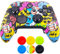 9CDeer 1 x Protective Customize Transfer Print Silicone Cover Skin Cartoon Skulls + 6 Thumb Grips Analog Caps for Xbox Elite Series 2 Controller
