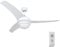 UNIVERSALBLUE | Ventilatore da soffitto bianco | Telecomando | Luce | 3 velocità | 132 cm | 70 W | Timer