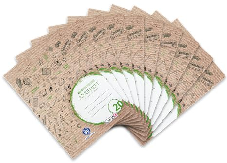 Landré Schulheft A4 Recycling, 16 Blatt, Lineatur 20, blanko, 10 Stück