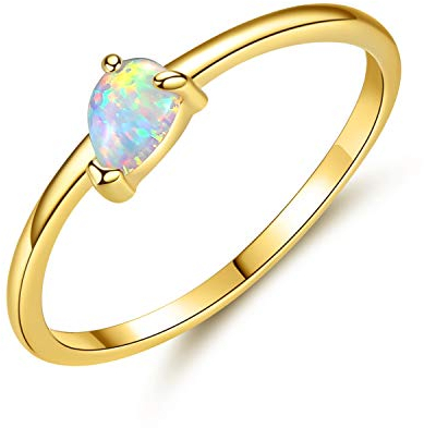 VIKI LYNN Opal Damen Ringe 925 Sterling Silber Fingerring Schmuck für Damen Mädchen Größe 54