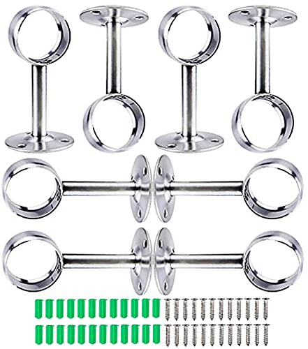 Gardinenstange Halterung,Biluer 8PCS 19mm+22mm Edelstahl Rundrohr-Halterung Halterung fur Die Vorhangstange Kleiderschrank Stangenhalter Fur Kleiderschrank Schrankrohr Zum Aufhangen (19mm+22mm)
