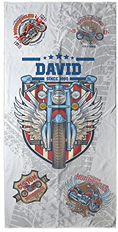 LolaPix Personalisierte Strandtuch. Strandtuch mit Namen. Personalisiertes Strand Badetuch. Personalisierte Handtuch. Personalisierte Geschenke. Verschiedene Designs und Größen. Moto