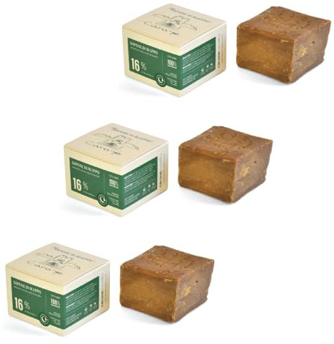 Sapone di Aleppo Carone SAPONE DI ALEPPO olio di oliva e olio di alloro 16% – 180 g, confezione da 3