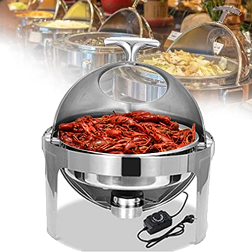 6L Chafing Dishes Serving Food Warmer Round, Electric Buffet Servers and Warmers, Stainless Steel Food Warmers for Party/Kitchen/Banquet (400W)
