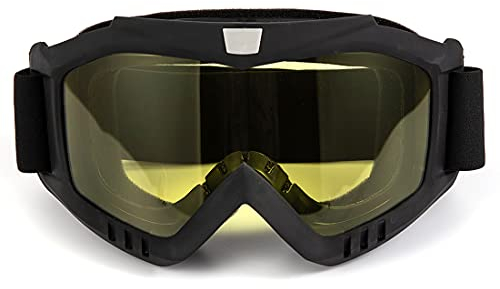 evomosa Motorradbrille Windschutz Augenschutzbrille Reitbrille für Herren Damen Skifahren Radfahren Sport (Gelbe Linse)