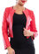 Toocool Giacca Donna Corta Ecopelle Bolero Senza Chiusura Giacchetto VI-2601 [Taglia Unica,Rosso]