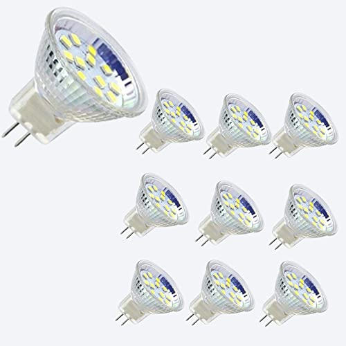 LED-Leuchtmittel, MR11, GU4, zweipoliger Sockel, 5 W, 12 V DC/AC, Halogenlampen, Spot-Leuchtmittel, Kaltweiß (6000 K), 10 Stück