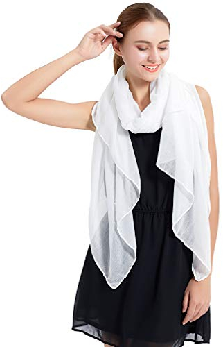 KAVINGKALY Frauen Einfarbige Schals Lange Leichte Schal für Damen Große transparente Wrap Schal (Weiß)