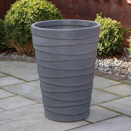 Samuel ALEXANDER 66cm Tall Round Trojan Garden Plant Pot Planter in Grey