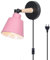 TOKIUS Wandleuchte Innen Moderne Nachttischlampe aus Metall und Holz Deko E27 Fassung Verstellbarer Wandbeleuchtung Innen Wandlampe für Schlafzimmer Wohnzimmer Flur (Rosa, Mit Stecker Schalter)