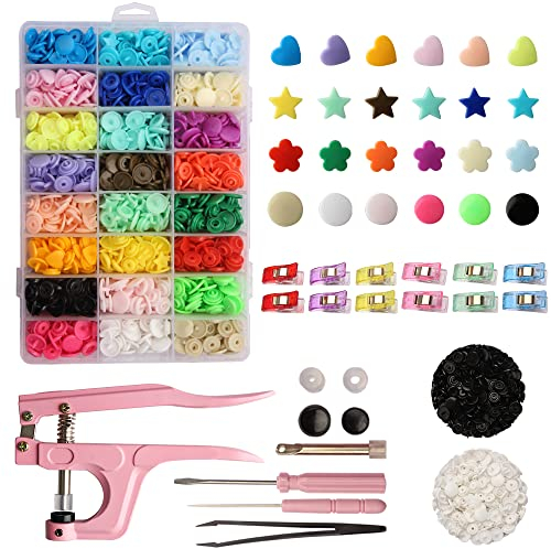YUSBUTON Polygon-Schnapp-Set mit Schnappzange, 473-teiliges T5-Schnapp-Set für Heimwerker und Nähen/Herstellen/Reparieren/Dekorieren von Kleidung, Windeln, Lätzchen…