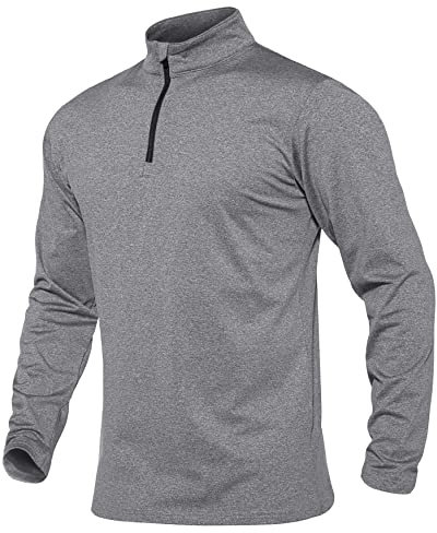 MAGCOMSEN Mens Long Sleeve Casual Slim Fit 1/4 Zip Neck Polo Shirt Men Lightweight Running Top T-Shirts Gym Jogging Shirts Breathable Sweatshirt Warm Basic Shirt Casual Tops Blue