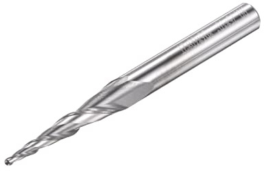 sourcing map Fraise à bout conique en carbure massif non revêtu à 2 cannelures, rayon de 0,75 mm, diamètre de 1,5 mm, tige de 6 mm, longueur de 60 mm, angle de 10 degrés