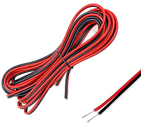 Sixfolo 15M Cavo Elettrici 22AWG 2 Conduttori Cavo Elettrico Flessibile Cavo Fili di Rame Stagnato Cavo in Rosso e Nero Alta Temperatura Resistenza per Strisce LED Cavo di Prolunga