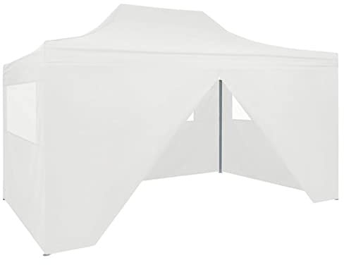 Profi-Partyzelt Faltbar mit 4 Seitenwänden, Mogou Festzelt, Pavillion, Bierzelt, Garten Party Zelt, Gartenzelt, Grillpavillon, 3×4m Stahl Weiß