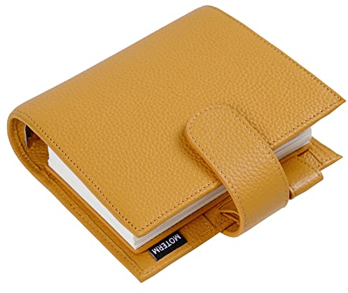 Moterm Pocket Luxe Ring Planer– Echtes Leder Binder Organizer (Kiesel-Senf, 30mm Ring)