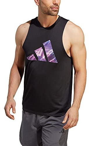 adidas Herren Designed for Movement HIIT Training Tank Top, Black / Preloved Fuchsia, L