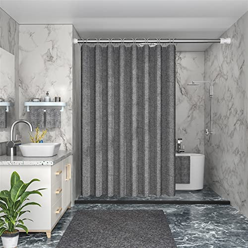 Lifup Tenda Doccia Antimuffa Tessuto, Tenda per Doccia con Anelli, Antimuffa Idrorepellente e Lavabile, Tenda Bagno Tessile in Tessuto di Biancheria Grigio 80x200cm