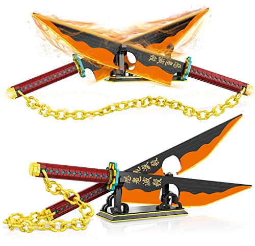 QLT QIAOLETONG Demon Ideas Slayer Schwert Cosplay Animes Tengen Uzui Katana? Klemmbausteine Bausteinen deko für Erwachsene Jungen 6-16 (1478 Teile)