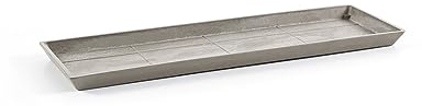 Ecopots Untersetzer für Blumentopf Berlin rechteckig - Außen 55 x 15 cm/Innen 52 x 13 cm - braungrau - Unterteller für Pflanzentopf aus Recycling Kunststoff - Topfuntersetzer modern Indoor/Outdoor