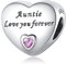 Amuefer Auntie Love Forever Charms für Armbänder 925 Sterling Silber mit Cubic Zirkonia Anhänger für Halsketten Geburtstag Weihnachten Schmuck Geschenke für Frauen Mädchen