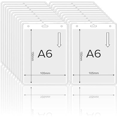 Lot de 50 Portes Badges - Porte Badge Vertical Souple pour Cartes, Étiquettes, Pass - Protège Carte Transparent pour Évenement, Salon, Entreprise, Groupe (A6 105 x 150mm)