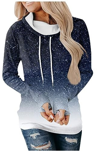 SHE.White Decke Pullover Wolldecke Mit Ärmel Erwachsene Pullover Damen Oversize Fleecepullover Damen Pullover Für Damen Wickel Pullover Weihnachts Schlafanzug Damen Cute Clothes(3-Navy, 3XL)