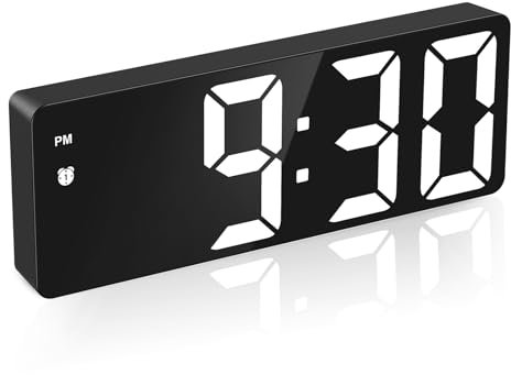 LOFICOPER Digital Alarm Clock, Alarm Clocks Bedside, Battery/USB Powered Digital Clock with Large LED Display, Snooze, 5 Levels Adjustable Brightness, Desk Clock for Bedroom, Home, Office