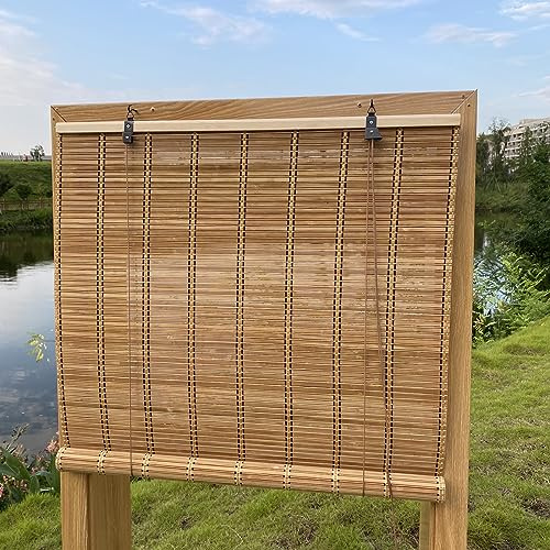 XiuXiu Bambusrollo Bambus Rollos Raffrollos Rollo aus Bambus aussenbereich sichtschutz Sonnenschutz Jalousie für Fenster und Türen,Braun,B81 x H188 cm