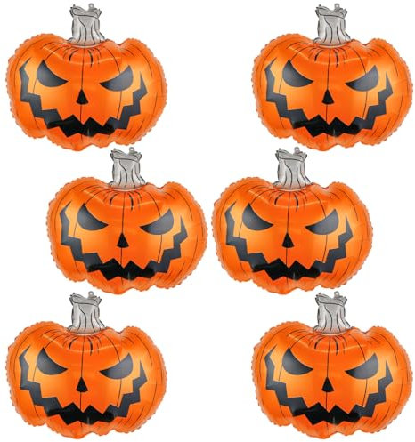 Halloween Kürbis Folienballon, 6 Stück Groß Gruselig Luftballon, Riesen Mylar-Ballons, XXL Halloween Party Helium Ballon Dekorationen Zubehör Geschenk