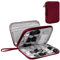 Organizador de Cables para Viaje con Doble Capa - Bolsa Técnica Impermeable para Cargadores, Teléfonos, Auriculares, Tarjetas | Travel Essentials para Viajes Accesorios, L, Rojo Vino