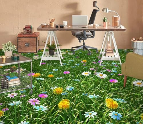 Benutzerdefinierte Boden Wasserdichte Stereo-Aufkleber 3D Bunte Blume, 200 * 140cm 3D-Bodenfliesen Aufkleber Bodenbelag Tapete Wandbild PVC Wasserdicht selbstklebende Tapete Wohnkultur