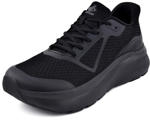 JACKSHIBO Hände frei Slip in Herren Schuhe Slip on Memory Foam Walkingschuhe Leicht Laufschuhe Hallenschuhe Atmungsaktiv Sportschuhe Turnschuhe Fitnessschuhe Weite Zehenbox,Schwarz,44 EU