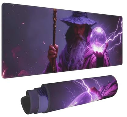 Dooqon Mouse Pad Gaming Desk Pad XXL 900x400x3mm Large Washable Mouse Mat with Stitched Edges Keyboard Wizard Mousepads Non-slip Water-Resistant Rubber Base Desk Mat, for Office & Home Q-651