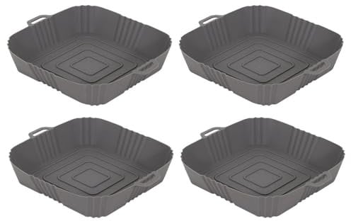YöL Pack of 4 Square Silicone Air Fryer Liners Easy Clean Cooking Baking Frying Reusable