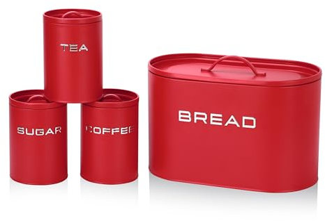 GOURMETmaxx Brotkasten inkl. Vorratsdosen-Set - 8-tlg. Set | Stilvolle & luftdichte Metalldosen mit Deckel und Beschriftungen für Brot, Kaffee, Tee & Zucker | Aromadicht für frische Lebensmittel