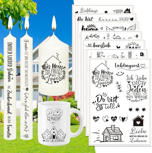 7 PCS Kerzentattoo Wassertransferdruck, Wasserschiebefolie kerzen, Kerzenaufkleber, DIY Geschenk Kerzendekoration, Kerzentattoos Dekorieren